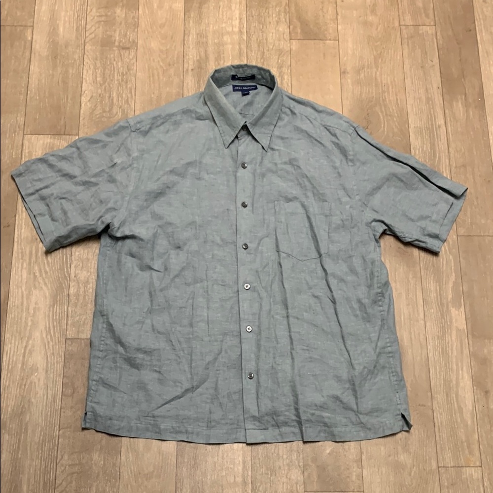 Mens John Ashford 100% Linen Beach Minimalist‎ Button Down Shirt